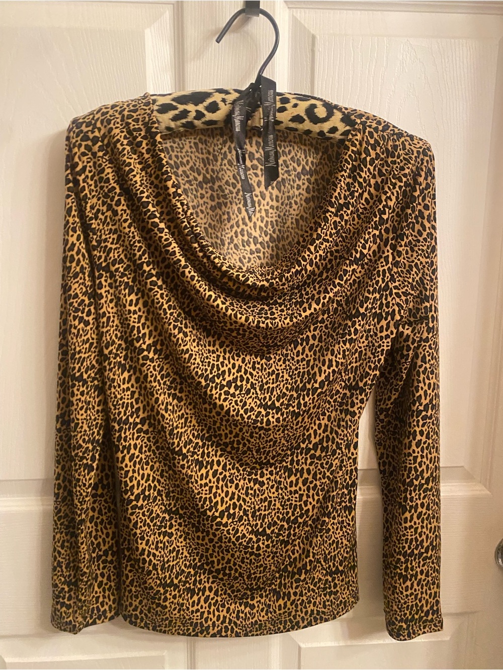 Apt 9 Cowl Neck Leopard Print Jersey in Tan and Black Small